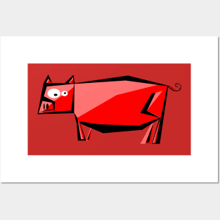 Red pig Posters and Art